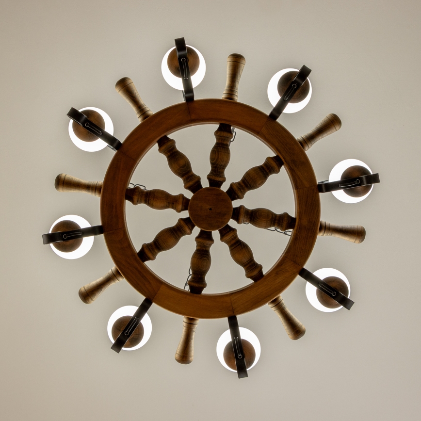 Brilagi - Lampadario a sospensione TIMONA a catena, 8xE14/40W/230V, diam. 70 cm, finitura faggio