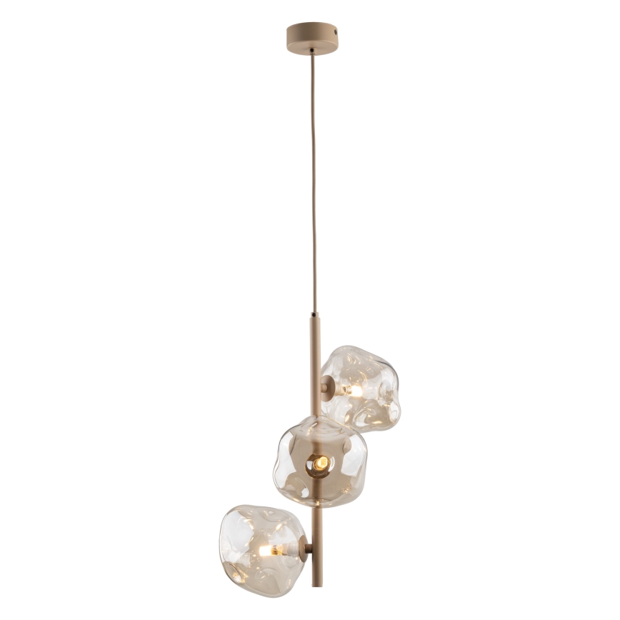 Brilagi - Lampadario a sospensione VULCANO 3xG9/8W/230V beige/beige fumé