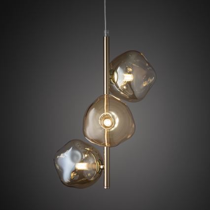 Brilagi - Lampadario a sospensione VULCANO 3xG9/8W/230V oro/beige fumé