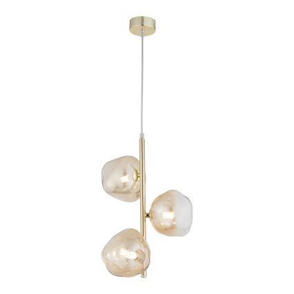 Brilagi - Lampadario a sospensione VULCANO 3xG9/8W/230V oro/beige fumé