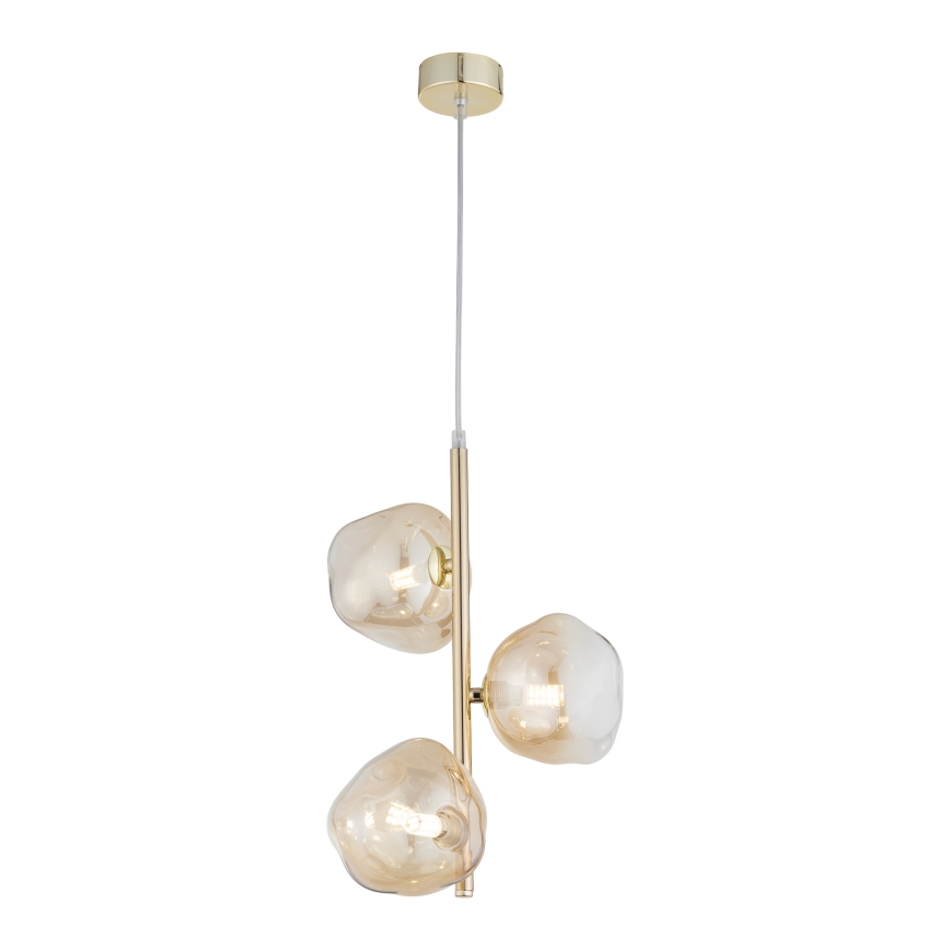 Brilagi - Lampadario a sospensione VULCANO 3xG9/8W/230V oro/beige fumé