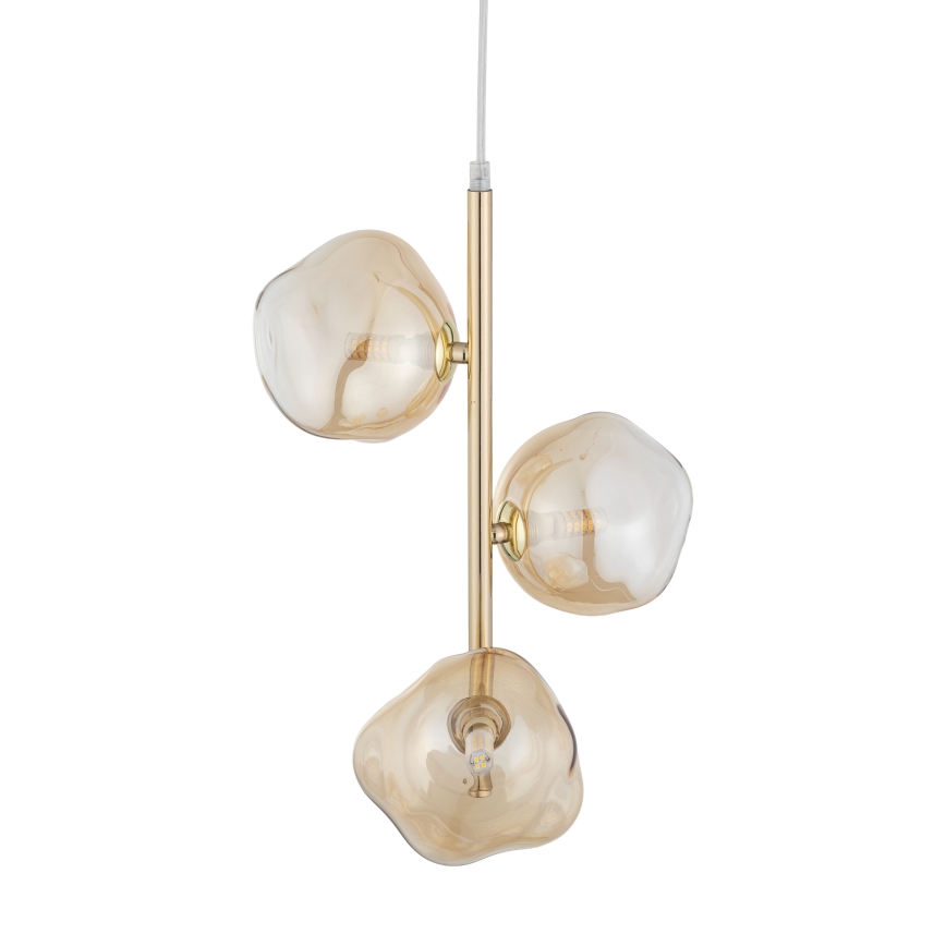 Brilagi - Lampadario a sospensione VULCANO 3xG9/8W/230V oro/beige fumé