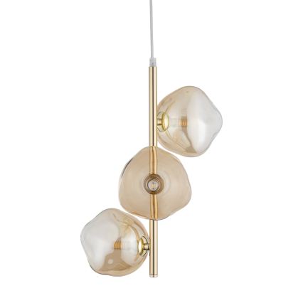 Brilagi - Lampadario a sospensione VULCANO 3xG9/8W/230V oro/beige fumé