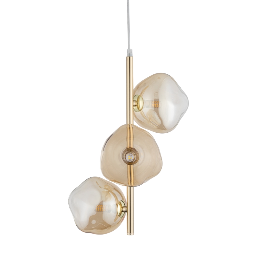 Brilagi - Lampadario a sospensione VULCANO 3xG9/8W/230V oro/beige fumé