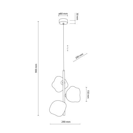 Brilagi - Lampadario a sospensione VULCANO 3xG9/8W/230V oro/beige fumé