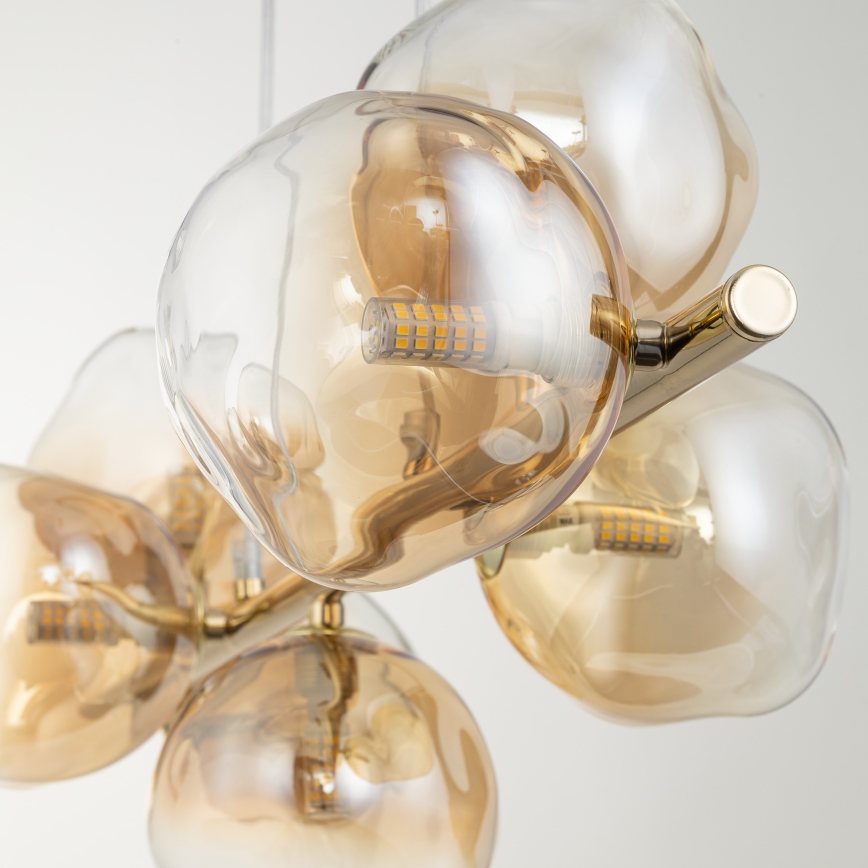 Brilagi - Lampadario a sospensione VULCANO su cavo 7xG9/8W/230V dorato/beige fumé