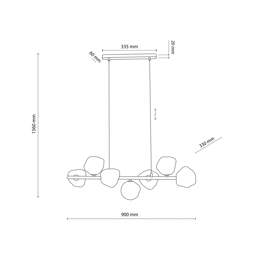 Brilagi - Lampadario a sospensione VULCANO su cavo 7xG9/8W/230V dorato/beige fumé