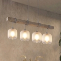 BRILAGI - Lampadario a sospensione WOOD GLASS 4xE27/60W/230V pino/grigio/bianco