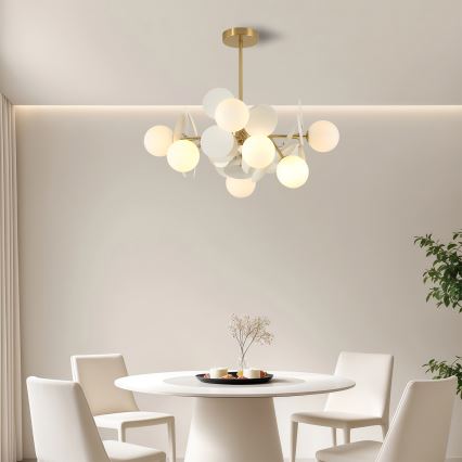 Brilagi - Lampadario a stelo BALMO 8xG9/9W/230V Ø 60 cm oro/bianco