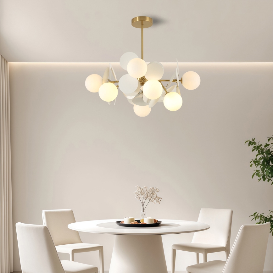 Brilagi - Lampadario a stelo BALMO 8xG9/9W/230V Ø 60 cm oro/bianco