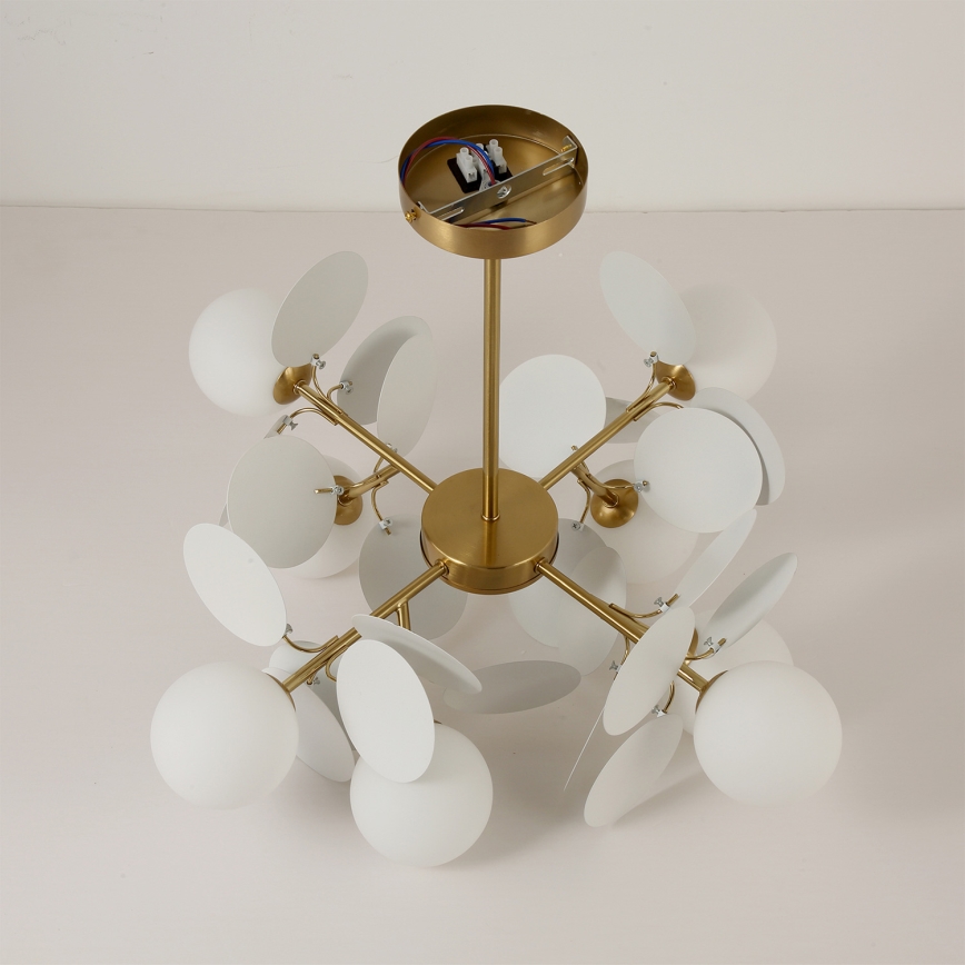 Brilagi - Lampadario a stelo BALMO 8xG9/9W/230V Ø 60 cm oro/bianco