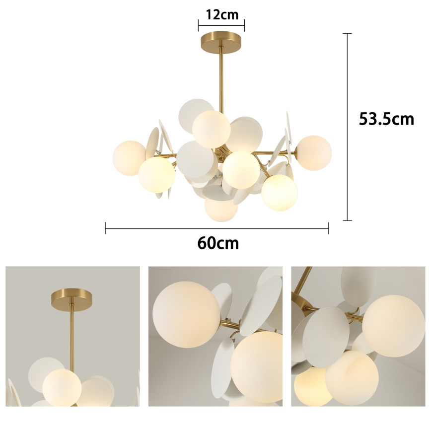 Brilagi - Lampadario a stelo BALMO 8xG9/9W/230V Ø 60 cm oro/bianco