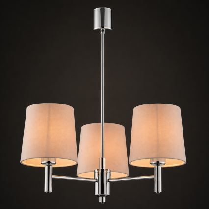 Brilagi - Lampadario a stelo MONTE 3xE27/15W/230V beige/cromo lucido
