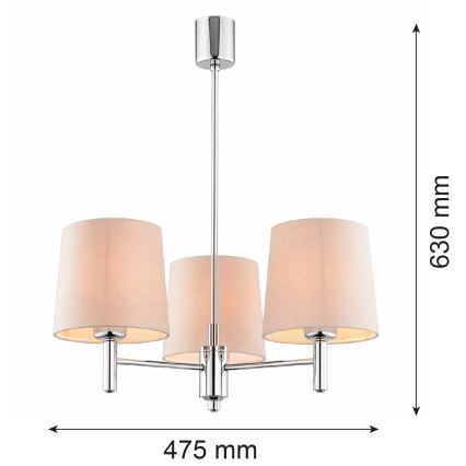 Brilagi - Lampadario a stelo MONTE 3xE27/15W/230V beige/cromo lucido