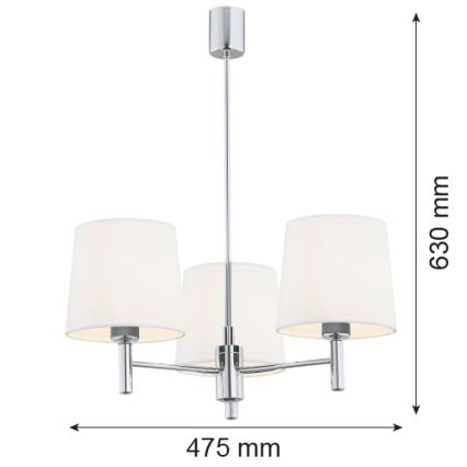 Brilagi - Lampadario a stelo MONTE 3xE27/15W/230V crema/cromo lucido