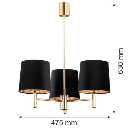 Brilagi - Lampadario a stelo MONTE 3xE27/15W/230V nero/oro