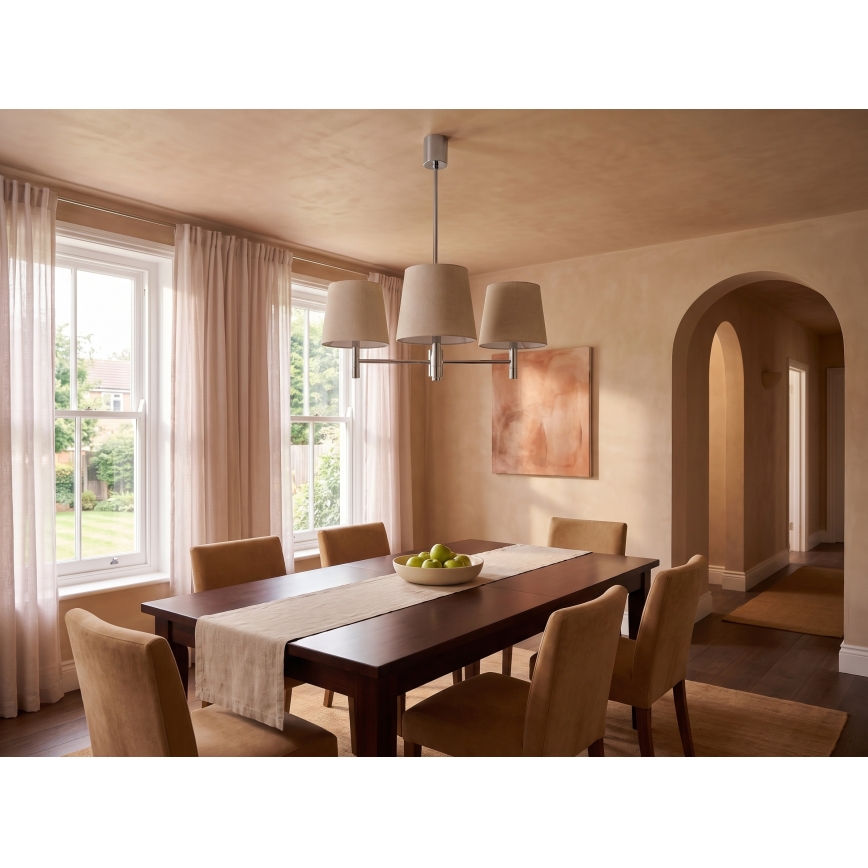 BRILAGI - Lampadario a stelo MONTE 3xE27/60W/230V beige/cromo lucido