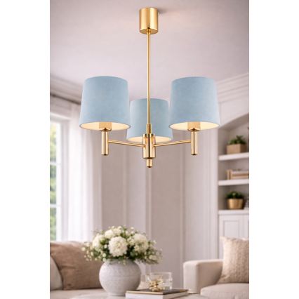 Brilagi - Lampadario a stelo MONTE 3xE27/60W/230V blu/oro
