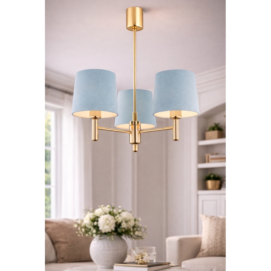 Brilagi - Lampadario a stelo MONTE 3xE27/60W/230V blu/oro