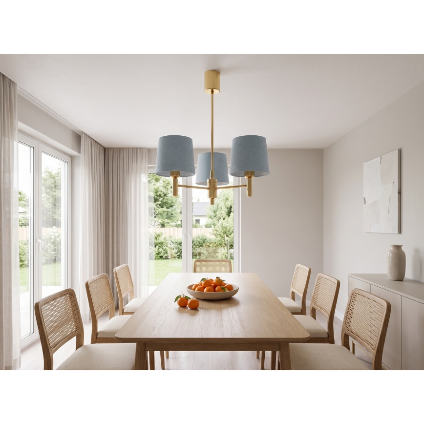 Brilagi - Lampadario a stelo MONTE 3xE27/60W/230V blu/oro