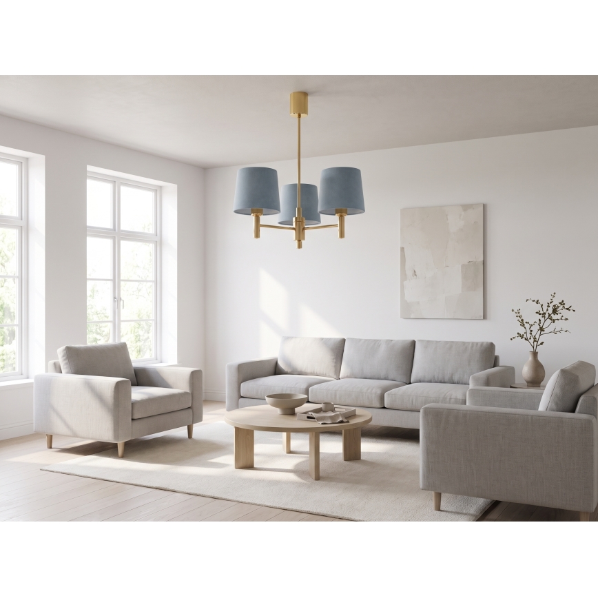 Brilagi - Lampadario a stelo MONTE 3xE27/60W/230V blu/oro