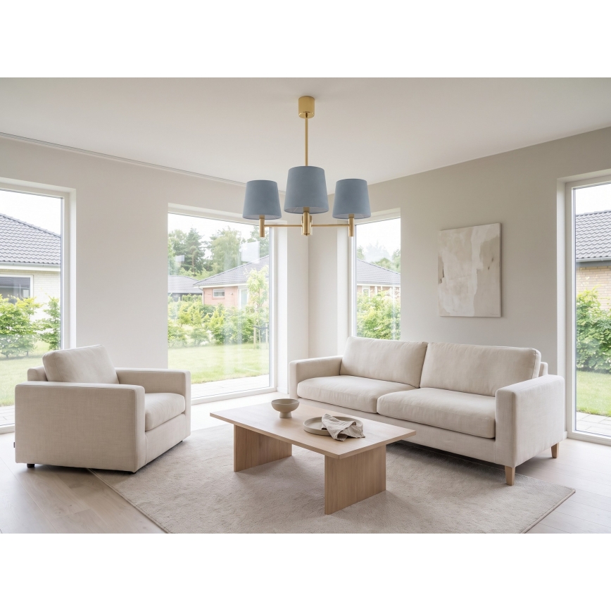 Brilagi - Lampadario a stelo MONTE 3xE27/60W/230V blu/oro