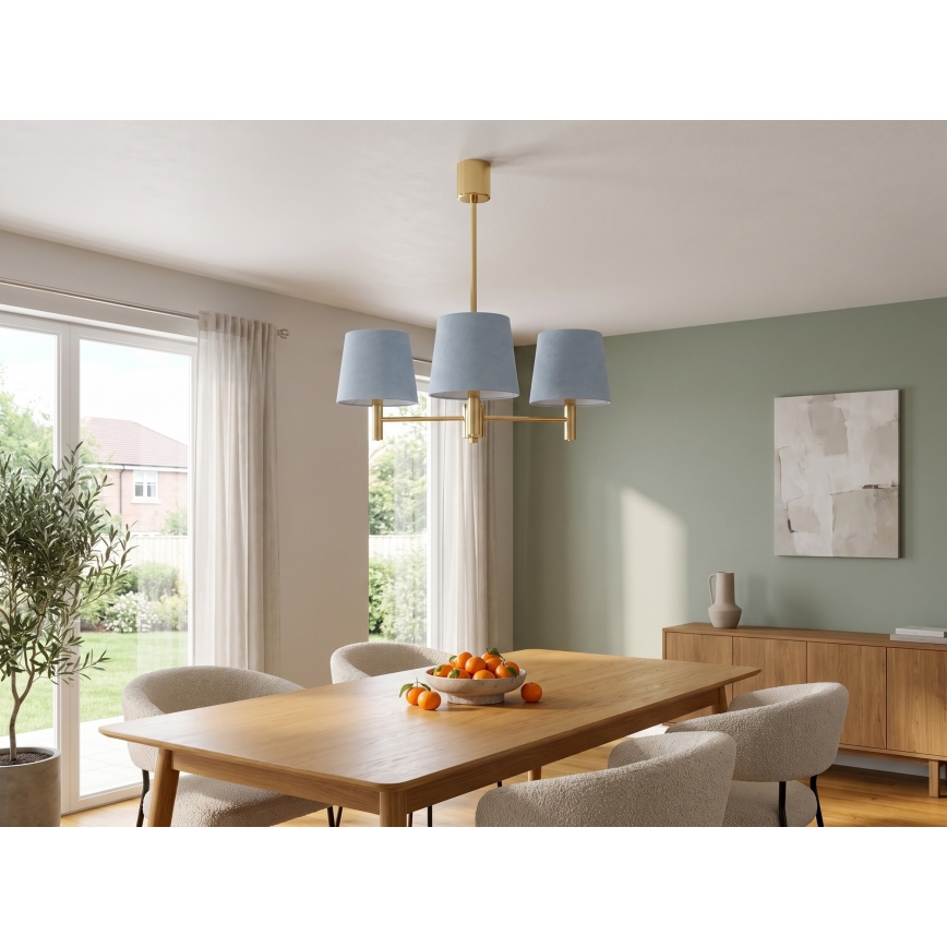 Brilagi - Lampadario a stelo MONTE 3xE27/60W/230V blu/oro