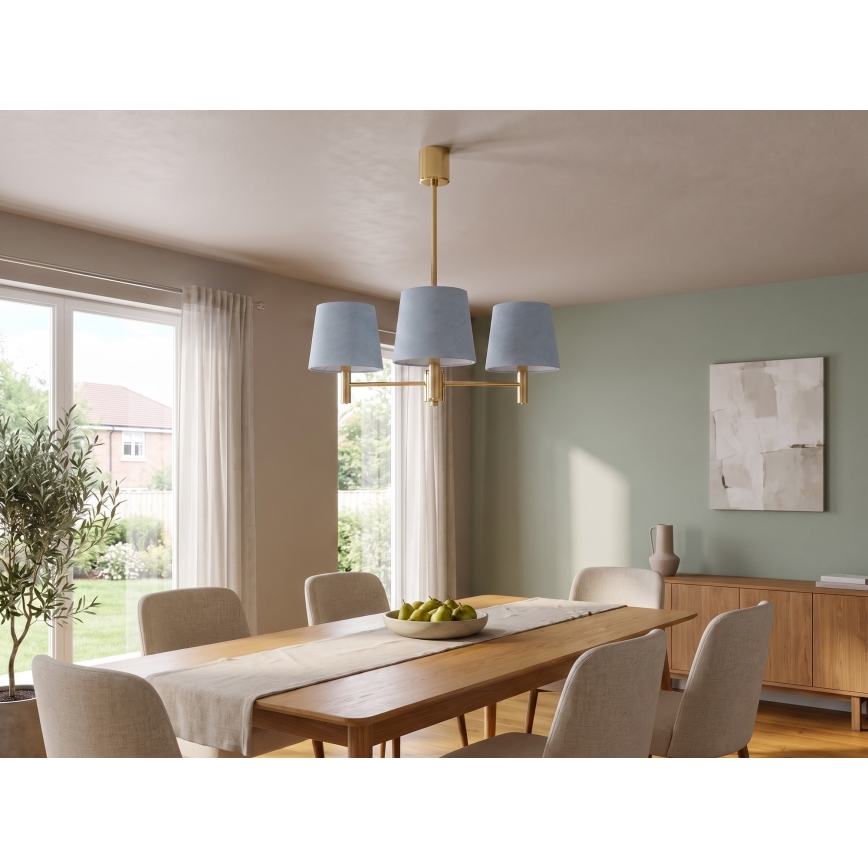 Brilagi - Lampadario a stelo MONTE 3xE27/60W/230V blu/oro