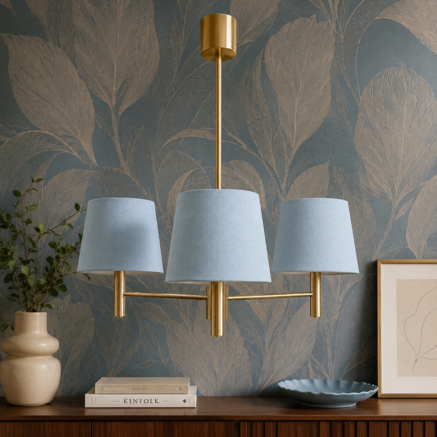 Brilagi - Lampadario a stelo MONTE 3xE27/60W/230V blu/oro