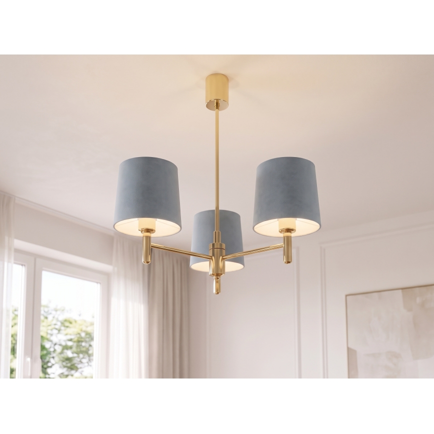 Brilagi - Lampadario a stelo MONTE 3xE27/60W/230V blu/oro