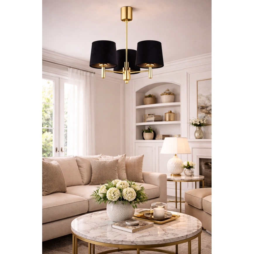 Brilagi - Lampadario a stelo MONTE 3xE27/60W/230V nero/oro
