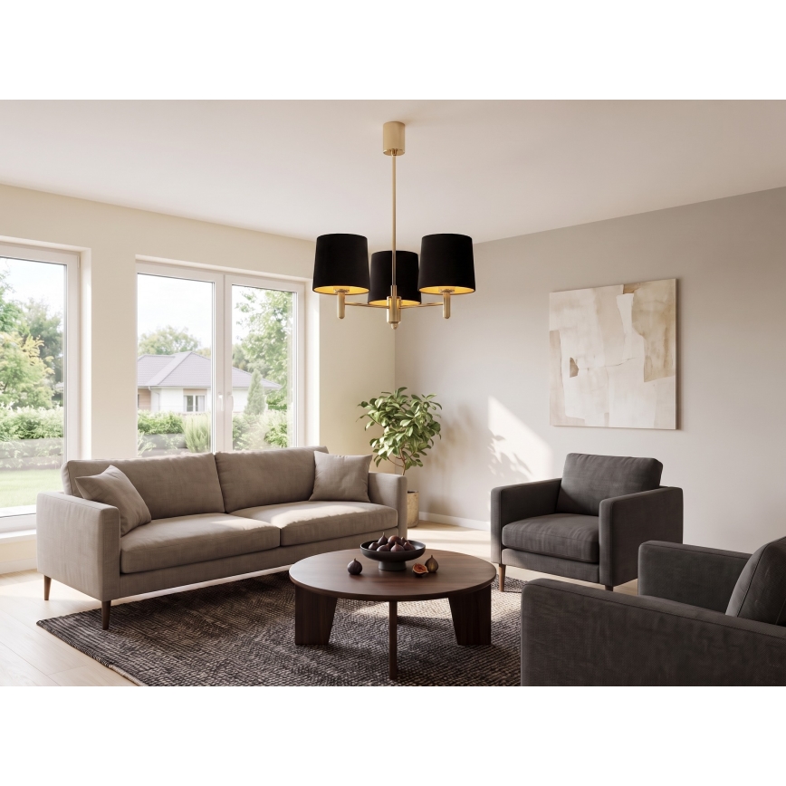 Brilagi - Lampadario a stelo MONTE 3xE27/60W/230V nero/oro