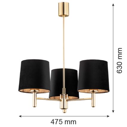 Brilagi - Lampadario a stelo MONTE 3xE27/60W/230V nero/oro