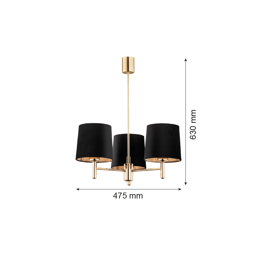 Brilagi - Lampadario a stelo MONTE 3xE27/60W/230V nero/oro
