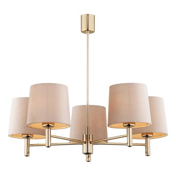 Brilagi - Lampadario a stelo MONTE 5xE27/15W/230V beige/oro