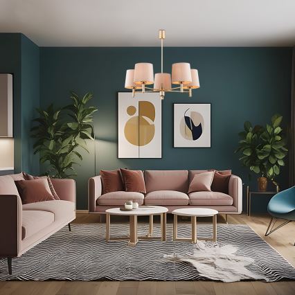 Brilagi - Lampadario a stelo MONTE 5xE27/15W/230V beige/oro