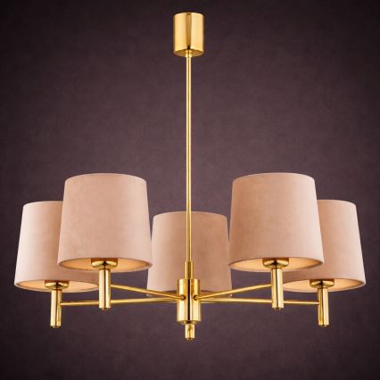 Brilagi - Lampadario a stelo MONTE 5xE27/15W/230V beige/oro