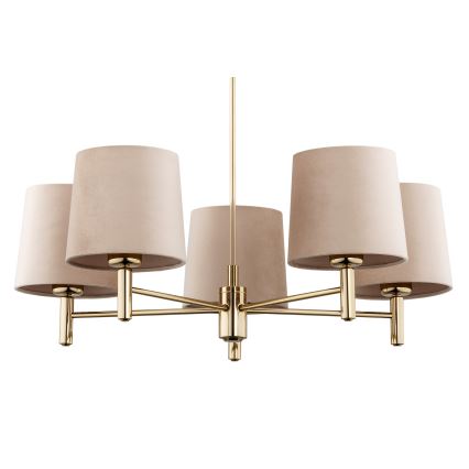 Brilagi - Lampadario a stelo MONTE 5xE27/15W/230V beige/oro