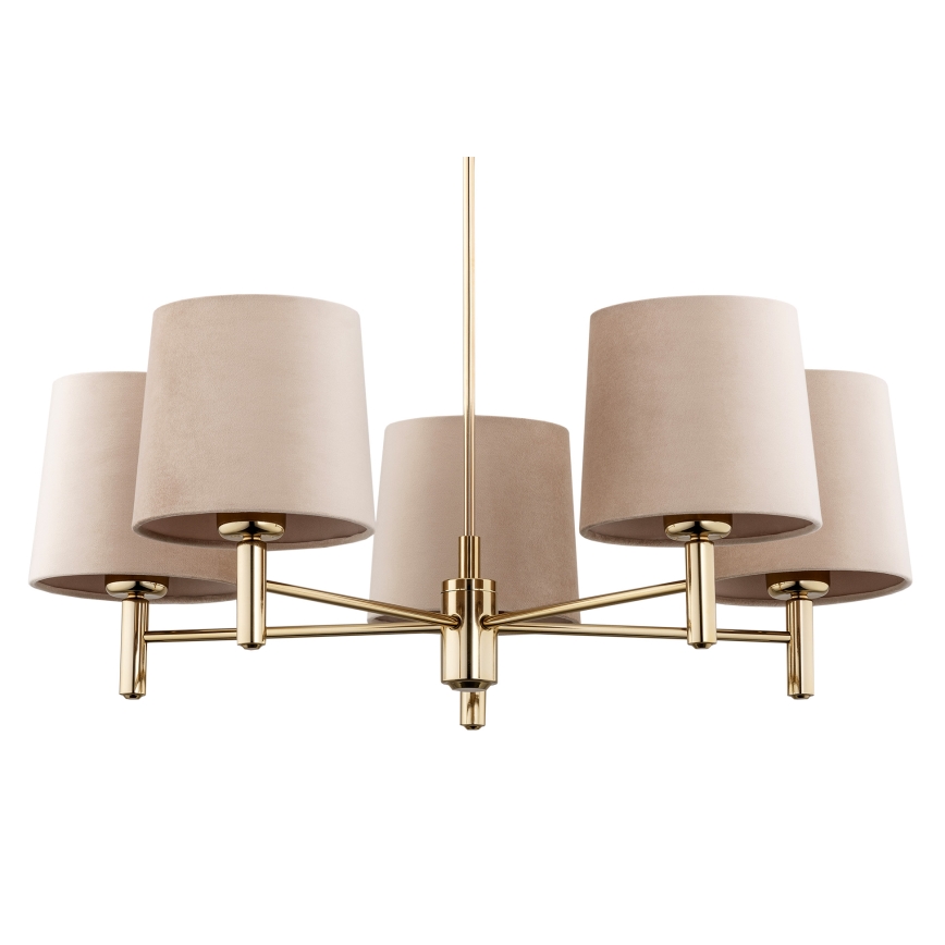 Brilagi - Lampadario a stelo MONTE 5xE27/15W/230V beige/oro