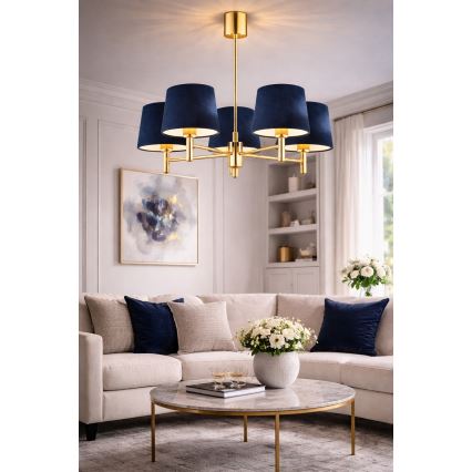 Brilagi - Lampadario a stelo MONTE 5xE27/15W/230V blu/oro