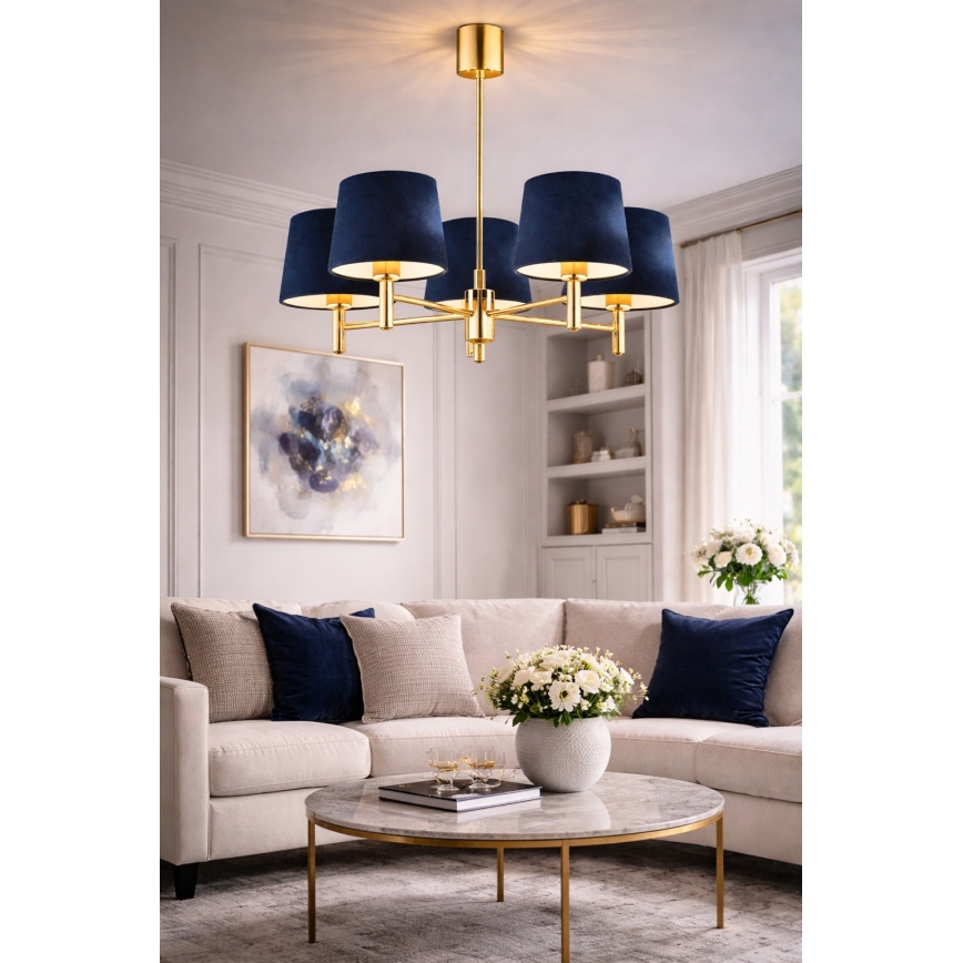 Brilagi - Lampadario a stelo MONTE 5xE27/15W/230V blu/oro