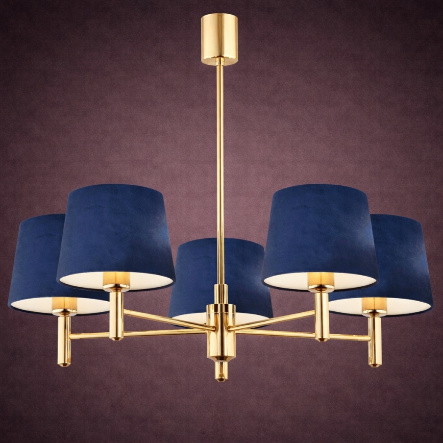 Brilagi - Lampadario a stelo MONTE 5xE27/15W/230V blu/oro