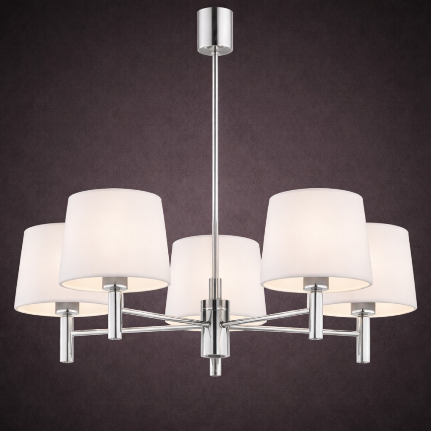 Brilagi - Lampadario a stelo MONTE 5xE27/15W/230V crema/cromo lucido