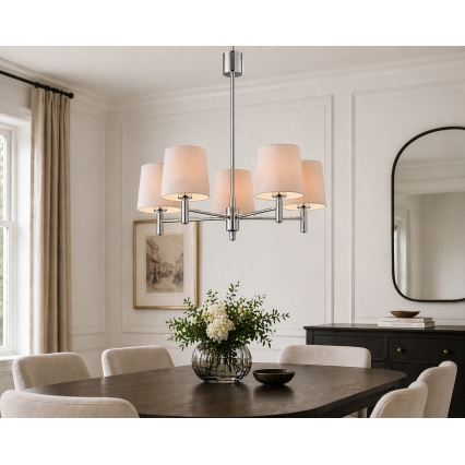 Brilagi - Lampadario a stelo MONTE 5xE27/60W/230V beige/cromo lucido