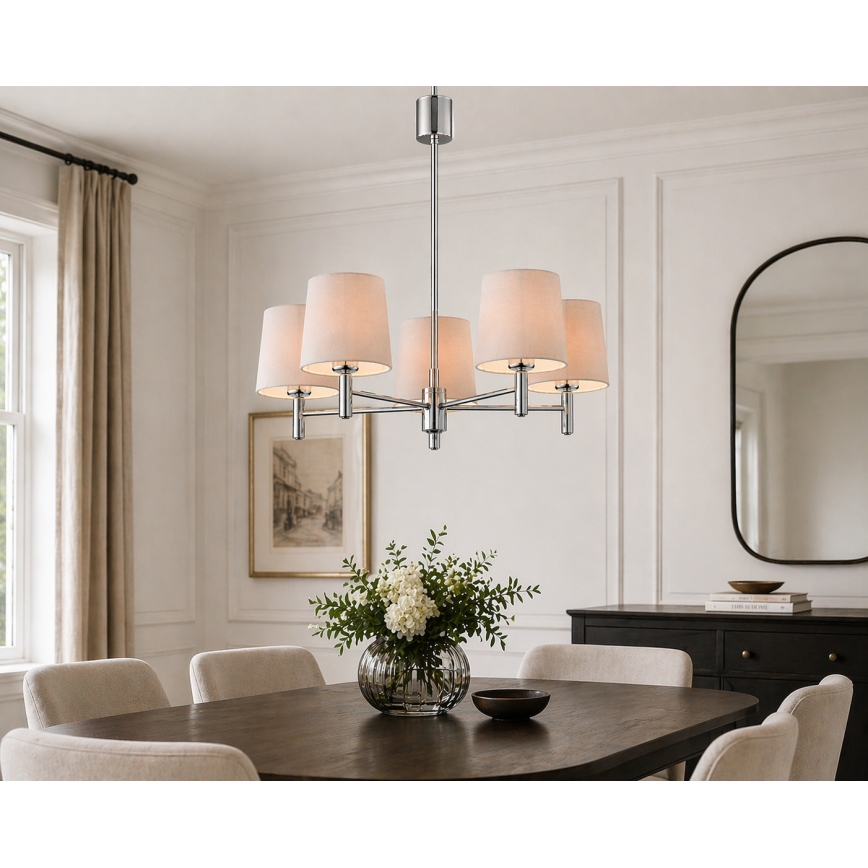 Brilagi - Lampadario a stelo MONTE 5xE27/60W/230V beige/cromo lucido