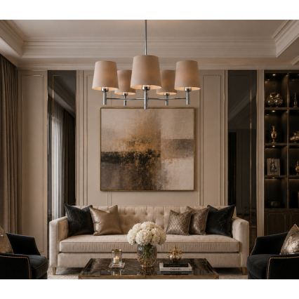 Brilagi - Lampadario a stelo MONTE 5xE27/60W/230V beige/cromo lucido