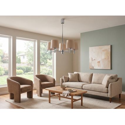 Brilagi - Lampadario a stelo MONTE 5xE27/60W/230V beige/cromo lucido