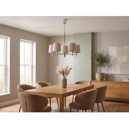 Brilagi - Lampadario a stelo MONTE 5xE27/60W/230V beige/cromo lucido