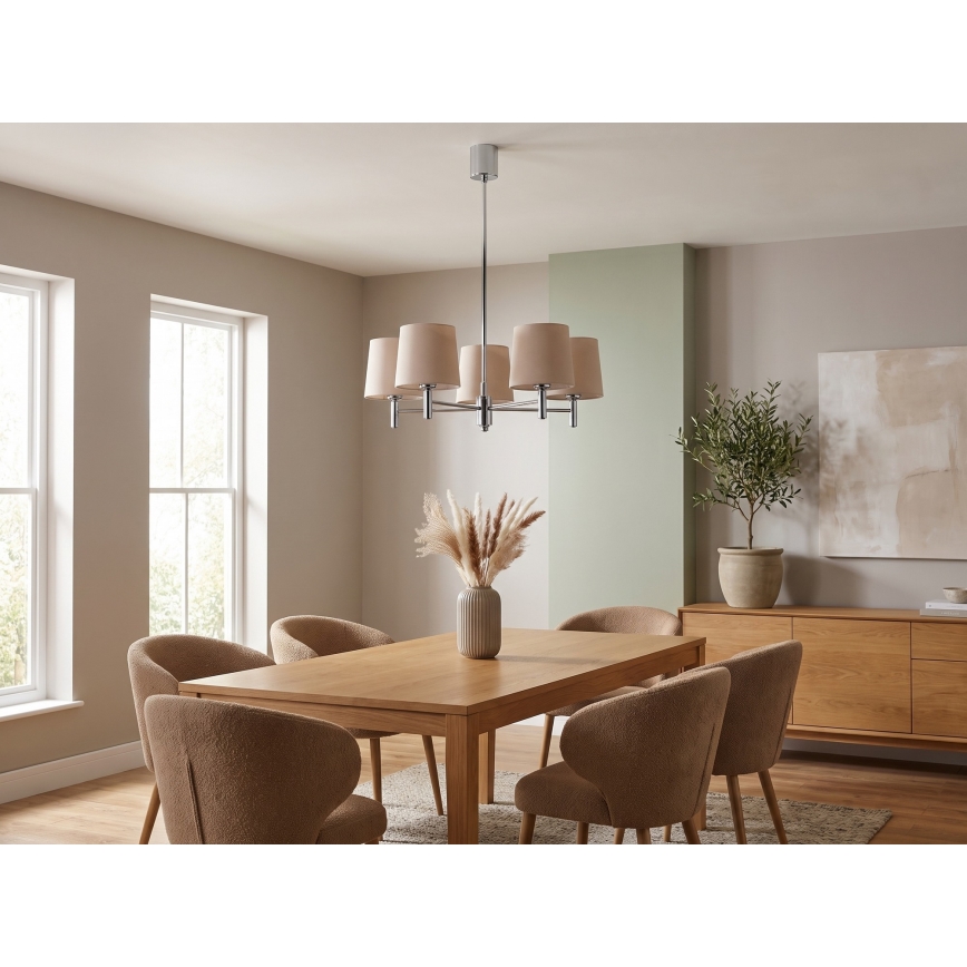 Brilagi - Lampadario a stelo MONTE 5xE27/60W/230V beige/cromo lucido