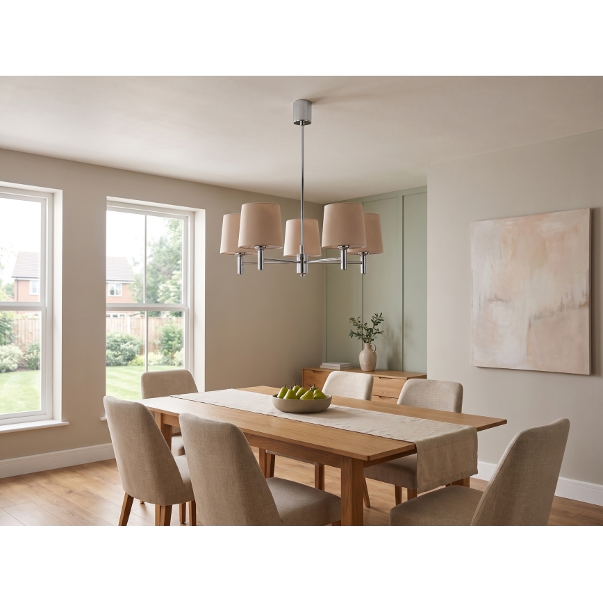 Brilagi - Lampadario a stelo MONTE 5xE27/60W/230V beige/cromo lucido